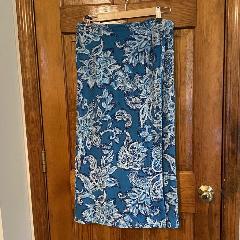 Coldwater Creek Blue Faux Wrap Skirt